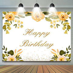 Lofaris Orange Floral and Diamonds Happy Biryhday Backdrop