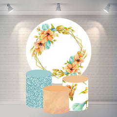 Lofaris Orange Flower Round Happy Birthday Backdrop For Party