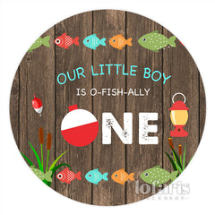 Lofaris Our Little Boy Is O Fish Ally One Birthday Round Backdrop