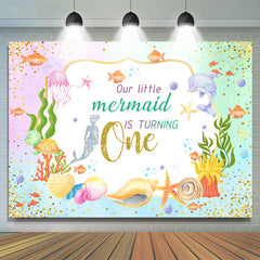 Lofaris Our Little Mermaid Is Turning One Cute Birthday Backdrop