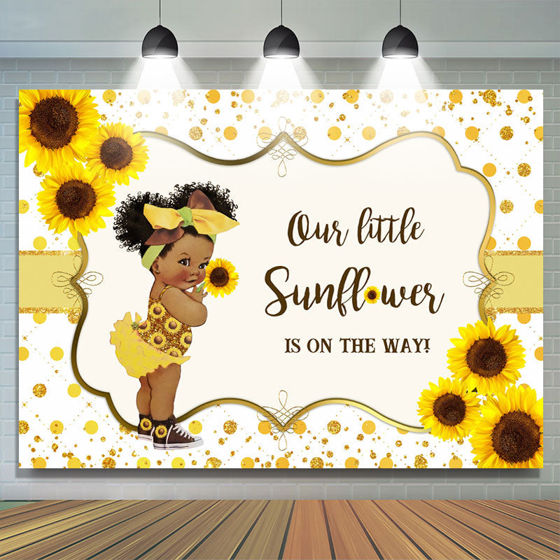 Lofaris Sunflower And Glitter Baby Shower Backdrop For Girl