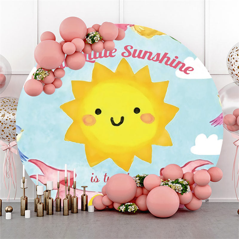 Lofaris Our Little Sunshine Is Turning One Round Birthday Backdrop