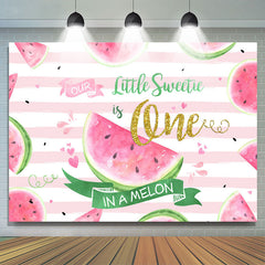 Lofaris Our Little Sweetie Is One Watermelon Birthday Backdrop