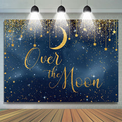 Lofaris Over the Moon Blue and Golden Star Baby Shower Backdrop