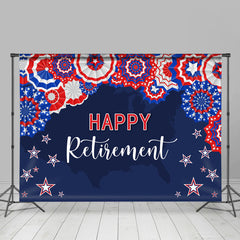 Lofaris Paper Flowers Stars Blue Happy Retirement Backdrop