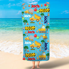 Lofaris Personalize Cute Cars And Balls Boy Beach Towel