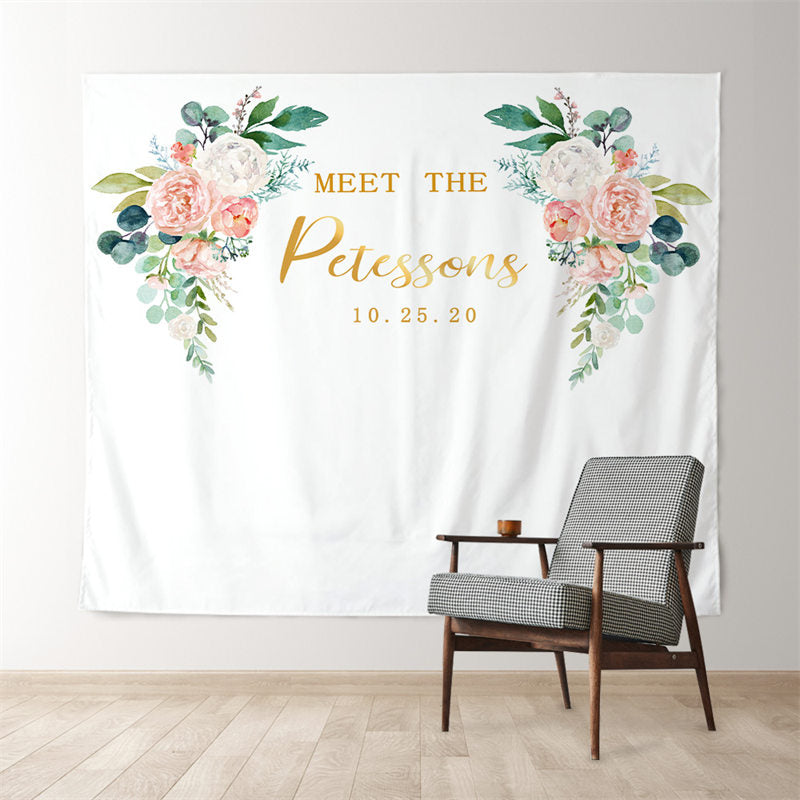 Lofaris Personalized Blush Floral Wedding Backdrop Decorations