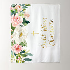 Lofaris Personalized Blush Pink And White Backdrop For Baby Shower