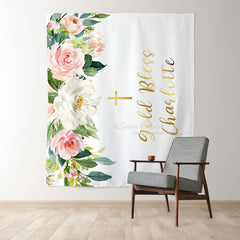 Lofaris Personalized Blush Pink And White Backdrop For Baby Shower