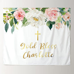 Lofaris Personalized Blush Pink And White Backdrop For Baby Shower
