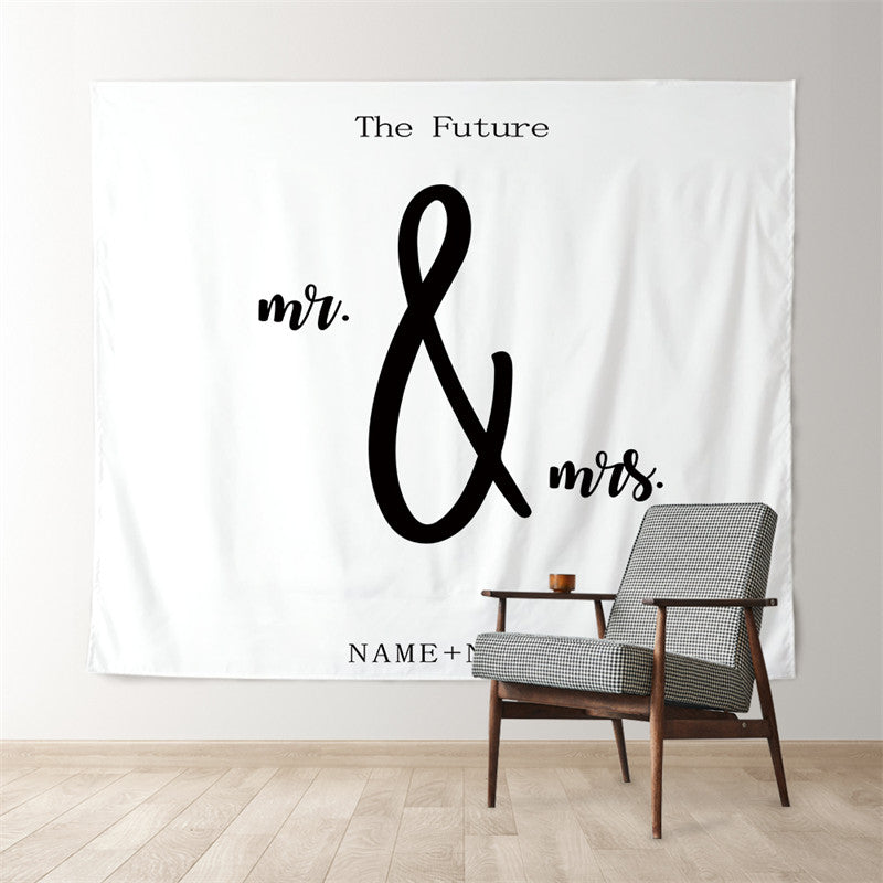 Lofaris Personalized Boho Wedding Backdrop White Quote