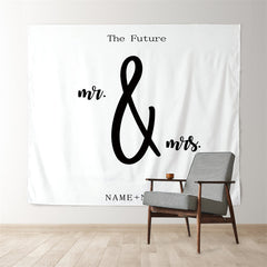 Lofaris Personalized Boho Wedding Backdrop White Quote