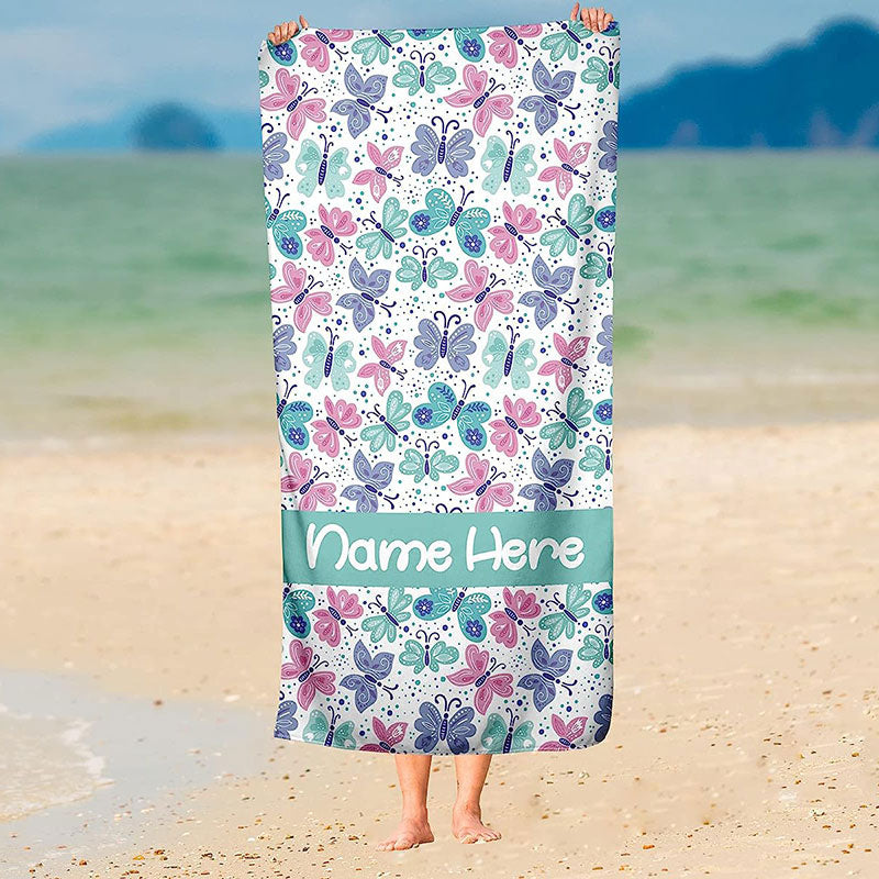 Lofaris Personalized Butterfly Travel Beach Towel For Girls