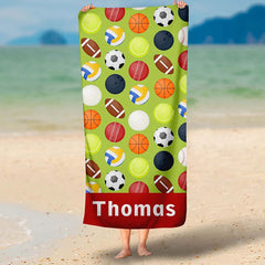 Lofaris Personalized Differ Ball Sports Name Beach Towel