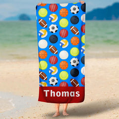 Lofaris Personalized Differ Ball Sports Name Beach Towel