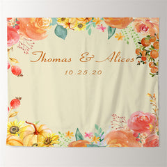 Lofaris Personalized Fall Pumpkin Floral Wedding Backdrop