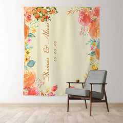 Lofaris Personalized Fall Pumpkin Floral Wedding Backdrop