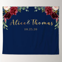 Lofaris Personalized Floral Blue Backdrop for Wedding