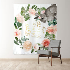 Lofaris Personalized Floral Bunny Party Backdrop For Baby Shower