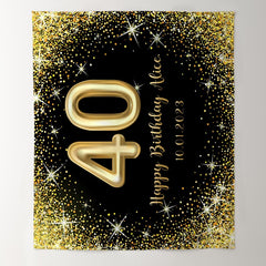 Lofaris Personalized Glitter Gold Sparkle Birthday Banner