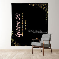 Lofaris Personalized Gold Confetti Birthday Backdrop Banner