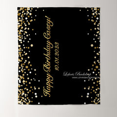 Lofaris Personalized Gold Glitter And Black Birthday Backdrop