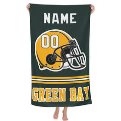 Lofaris Personalized Green Bay Football Name Beach Towel