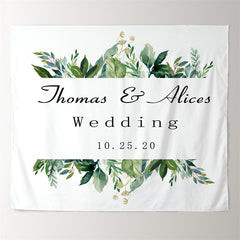 Lofaris Personalized Greenery Banner Wedding Reception Backdrop