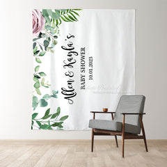 Lofaris Personalized Greenery Foliage Leaves Backdrop for Baby Shower