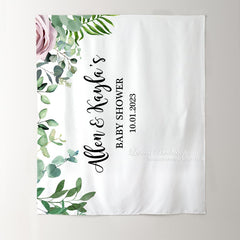 Lofaris Personalized Greenery Foliage Leaves Backdrop for Baby Shower