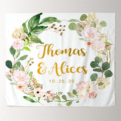 Lofaris Personalized Greenry Floral Wedding Reception Backdrop