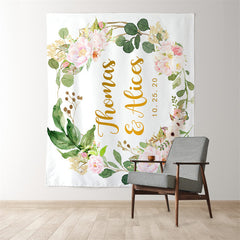 Lofaris Personalized Greenry Floral Wedding Reception Backdrop