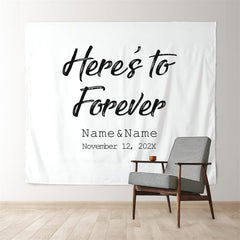 Lofaris Personalized Here to Forever Wedding Reception Backdrop