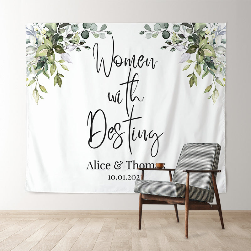 Lofaris Personalized Leaves Destiny Bridal Shower Backdrop