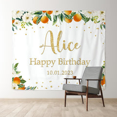 Lofaris Personalized Orange Gold Glitter Baby Shower Party Backdrops