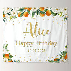 Lofaris Personalized Orange Gold Glitter Baby Shower Party Backdrops