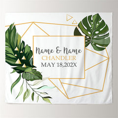 Lofaris Personalized Palm Leaves Couple Name Wedding Backdrop