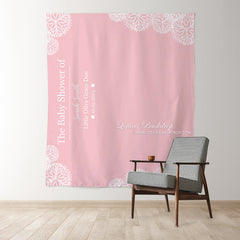 Lofaris Personalized Pink And White Baby Shower Backdrop For Girl