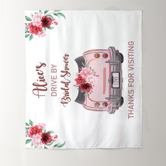 Lofaris Personalized Pink Car And Floral Bridal Shower Backdrop