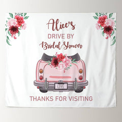 Lofaris Personalized Pink Car And Floral Bridal Shower Backdrop