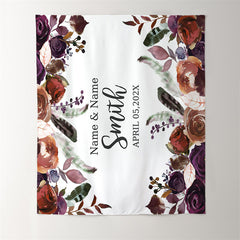 Lofaris Personalized Purple Floral Wedding Backdrop