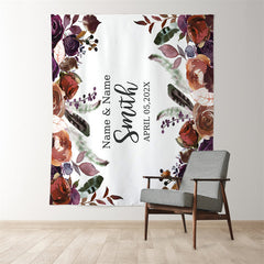 Lofaris Personalized Purple Floral Wedding Backdrop