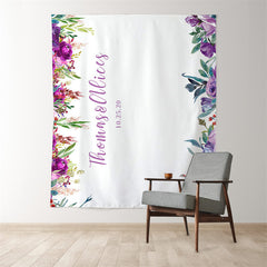 Lofaris Personalized Purple Floral Wedding Photo Backdrop