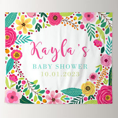 Lofaris Personalized Rainbow Flowers Baby Shower Backdrop