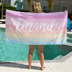 Lofaris Personalized Rainbow Name Beach Towel For Women