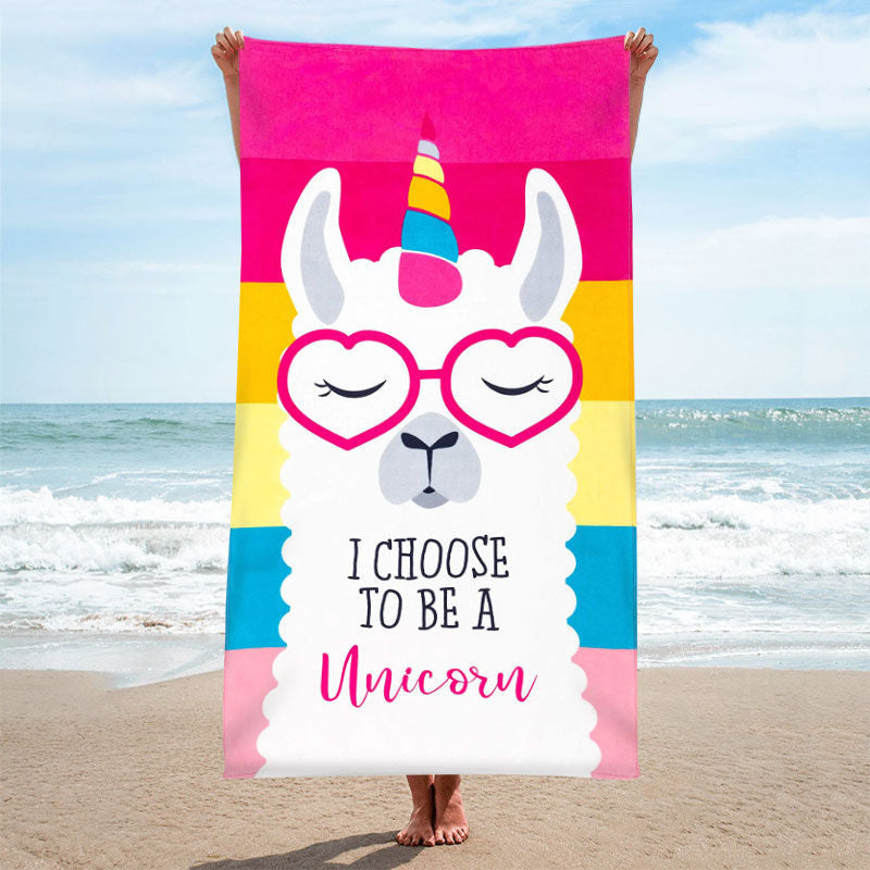 Lofaris Personalized Rainbow Unicorn Beach Towel For Girls