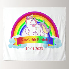 Lofaris Personalized Rainbow Unicorn Birthday Backdrop For Girl