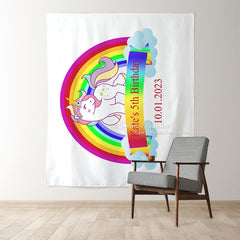 Lofaris Personalized Rainbow Unicorn Birthday Backdrop For Girl