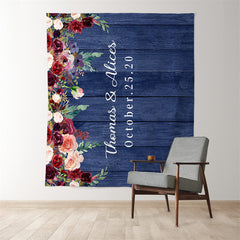 Lofaris Personalized Royal Blue Floral Wedding Backdrop for Reception