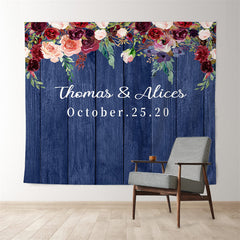 Lofaris Personalized Royal Blue Floral Wedding Backdrop for Reception